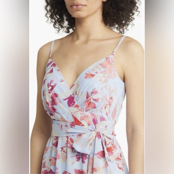 Eliza J floral asymmetrical formal blue and pink maxi dress - Picture 4 of 8